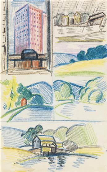 OSCAR BLUEMNER Group of 5 drawings.